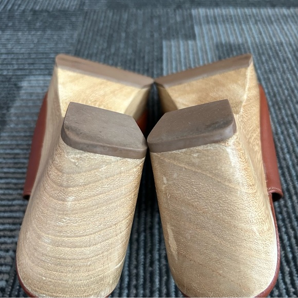 Everlane The Clog Cognac Leather Platform Clogs Wedge Heel Mules Shoes Sz 10 - Picture 12 of 12